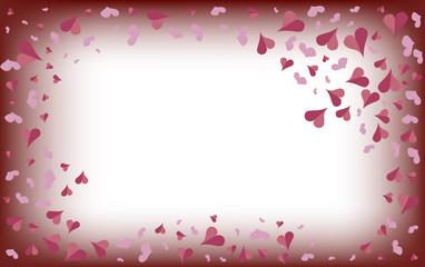 Delicate pink hearts on a blurred white background