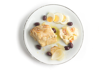 Meal of Boiled Cod Fish