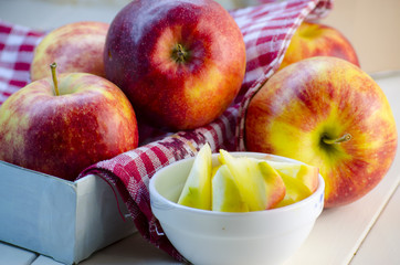 pieces of sliced apples on a plate