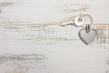 Heart-shaped keys in the wood
