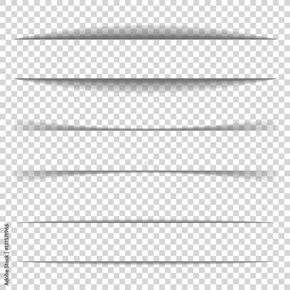 Aufkleber Page divider. Transparent realistic paper shadow effect set. Web banner. Element for advertising and promotional message isolated on background. Vector illustration for your design, template and site.