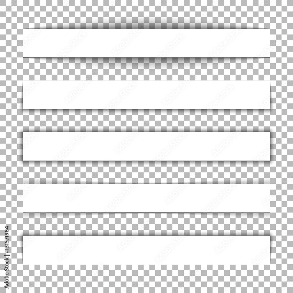 Aufkleber Page divider. Transparent realistic paper shadow effect set. Web banner. Element for advertising and promotional message isolated on background. Vector illustration for your design, template and site.