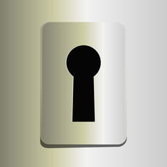 Icon with keyhole, blank button template  realistic metal texture, for users interfaces, applications and apps, EPS 10 contains transparency