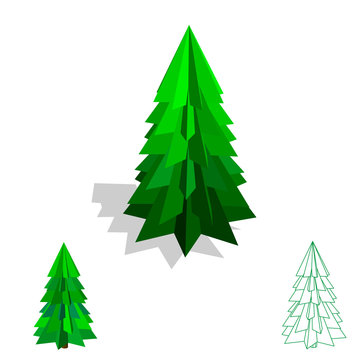 Spruce tree.Isolated on white background.3d Vector illustration.