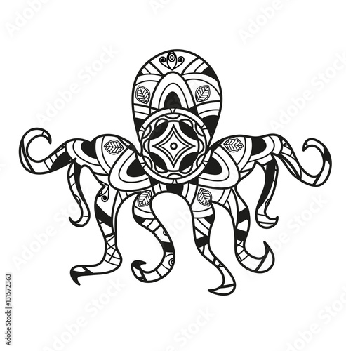 Download "Vector illustration of a black and white octopus mandala ...