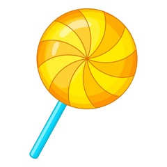 Candy on a stick icon. Cartoon illustration of candy on a stick vector icon for web design