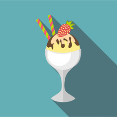 Ice cream in vase icon. Flat illustration of ice cream in vase vector icon for web