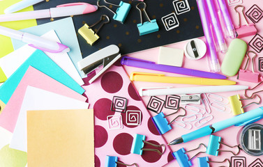 Colorful stationery, closeup