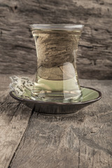 sage tea on wooden table