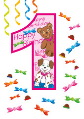 Obraz premium buon compleanno numero uno rosa