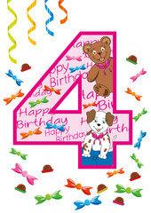 Obraz premium buon compleanno numero quattro rosa