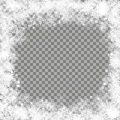 Realistic falling snowflakes. Isolated on transparent background Vector illustration, eps 10. 
