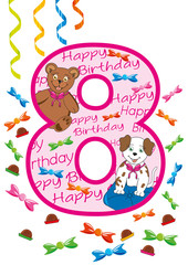 buon compleanno numero otto rosa