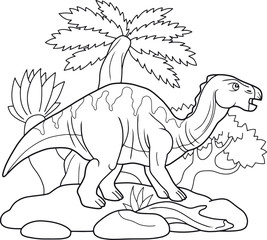 Giant Iguanodon, wandering in search of pastures