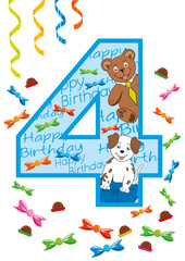 Fototapeta premium buon compleanno numero quattro blu 