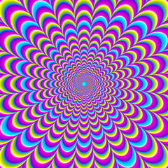 Iridescent spirals. Motion illusion.