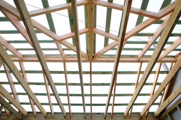 Wooden roof frame, the roof structure.
