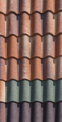Modern metal-tile roof, roofing colorful samples for advertising