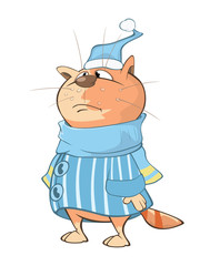 Illustration of a Cute Cat. Cartoon Character
