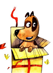 Watercolor dog illustration