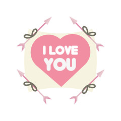 greeting i love you heart arrow ribbon vector illustration eps10