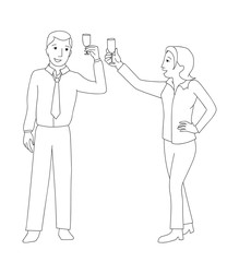 Man and woman clink champagne glass