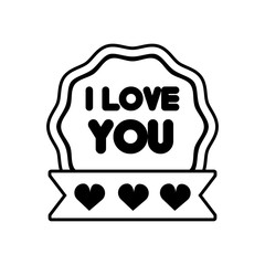 i love you decor ribbon label outline vector illustration eps 10