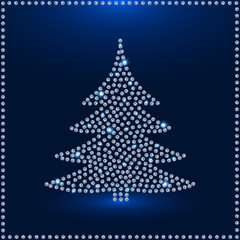 Greeting Card Of Diamond Christmas Tree.