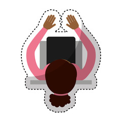 business person sit working vector illustration design