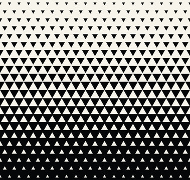 Abstract geometric black and white graphic design print triangle halftone pattern