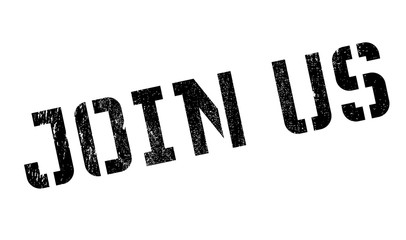 Join us stamp. Grunge design with dust scratches. Effects can be easily removed for a clean, crisp look. Color is easily changed.