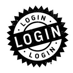 Login stamp. Grunge design with dust scratches. Effects can be easily removed for a clean, crisp look. Color is easily changed.