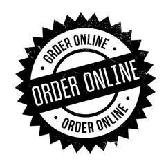 Order online stamp. Grunge design with dust scratches. Effects can be easily removed for a clean, crisp look. Color is easily changed.