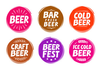 Fototapeta na wymiar Fresh craft beer, brewery symbol. Vector elements for design menu restaurant, cafe or pub