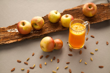 Healthy fresh just squeezed apple juice.