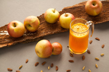 Healthy fresh just squeezed apple juice.