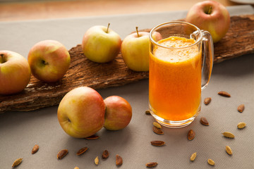 Healthy fresh just squeezed apple juice.
