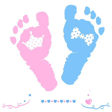 Twin baby girl and boy foot