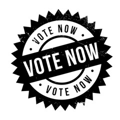 Vote now stamp. Grunge design with dust scratches. Effects can be easily removed for a clean, crisp look. Color is easily changed.