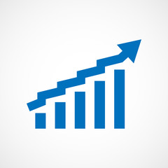 Growing bar graph icon. Vector illustration.