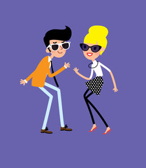 Dancing man and woman. Swing vector illustration