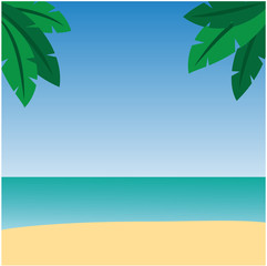 Fototapeta na wymiar Summer tropic ocean beach background. Seaside vector illustration