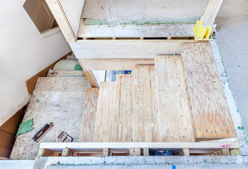 New landing leads to new, but open, stair treads