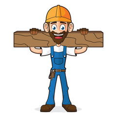 Handyman Holding Wood Plank