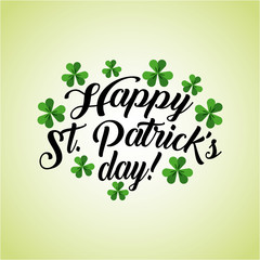 Saint Patrick's Day card with clovers icon around. colorful design. vector illustration