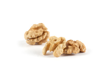 Walnut kernel isolated on white background. 