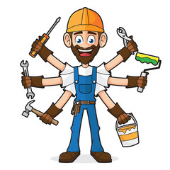 Handyman Holding Tools 