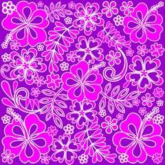 Hibiscus Pink and Purple Pattern 