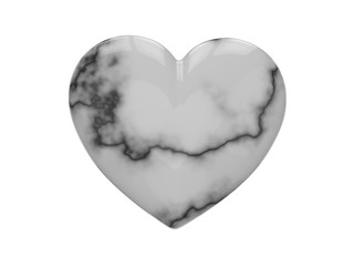 3D illustration stone rock marble heart on a white background