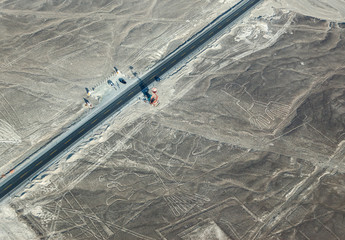 Lines and Geoglyphs in the Nazca desert. It is a designated UNESCO World Heritage Site - Peru, South America
